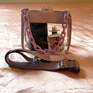 Clear and lilac chain linked handbag SHEIN